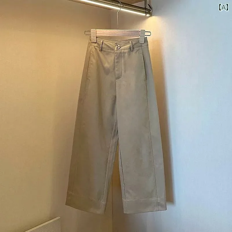 レディース ワイドパンツ カーキ色 夏用 薄手 9分丈 カジュアル コーディネート 万能 上品 スタイリッシュ 軽量 伸縮性 吸湿速乾 通勤 普段使い アウトドア ハイウエスト ビッグシルエット