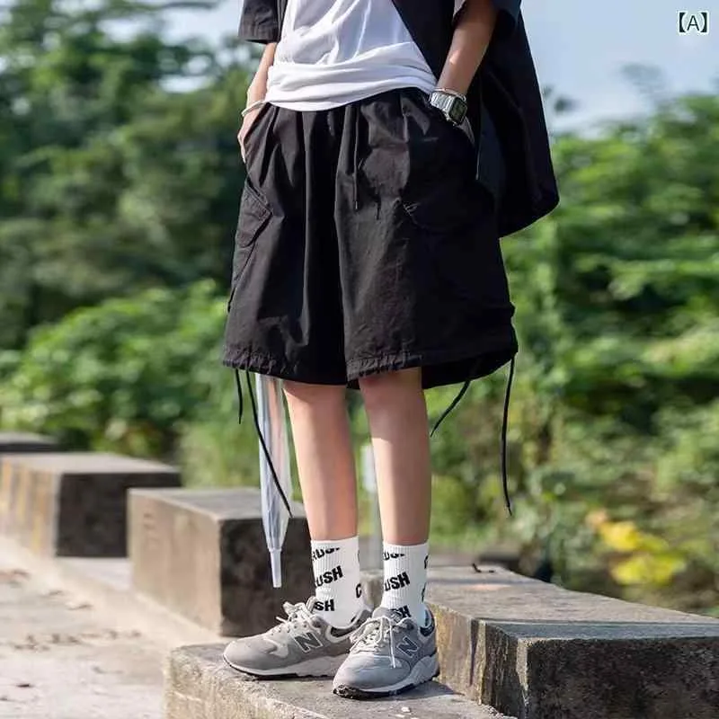 メンズ 夏用 ワイドレッグ カーゴ ショーツ ルーズフィット 膝上丈 ストレートレッグ カジュアル 普段使い アウトドア