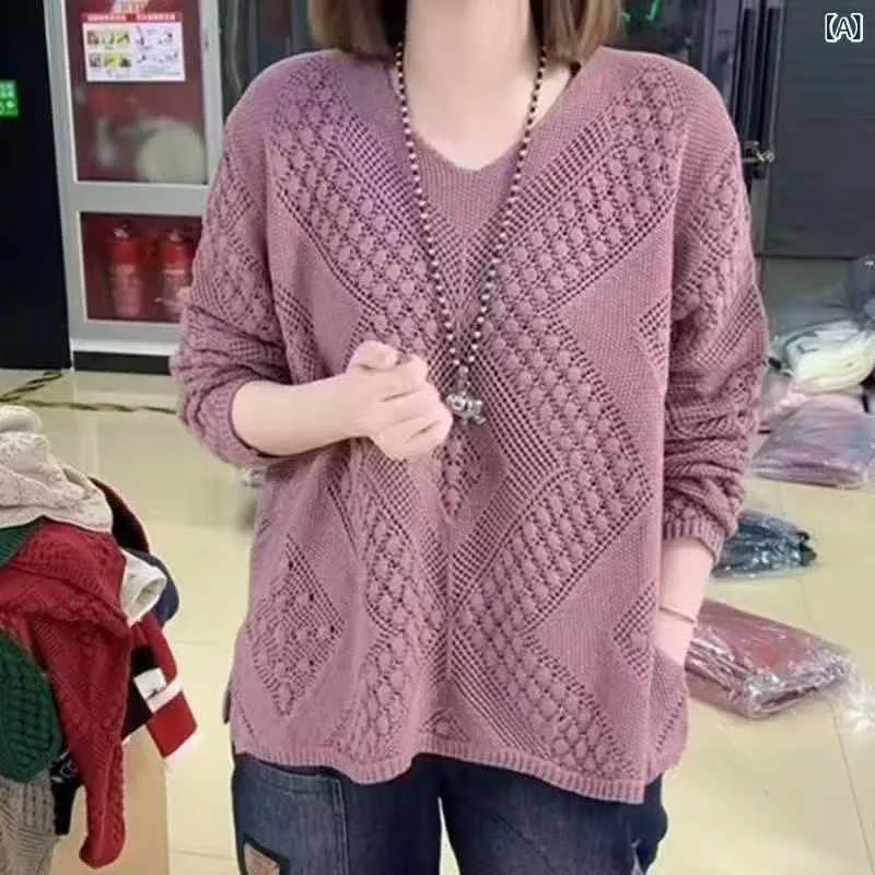 レディース ニットセーター 刺繍襟 ゆったり ルーズ 韓国風 カラーレース デザイン 春秋 カジュアル トップス レイヤード 伸縮性 柔らかい 素材