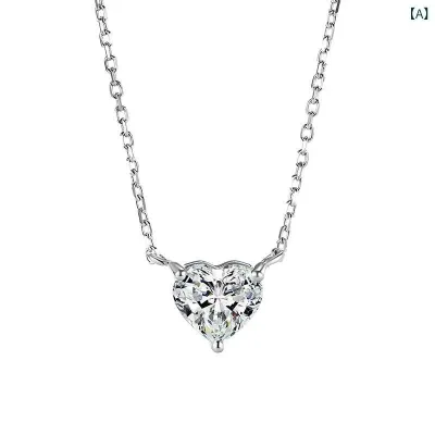 ネックレス ハート型 ジルコニア ペンダント 鎖骨チェーン 上品 シンプル 女性用 キラキラ 輝き エレガント アクセサリー 日常使い 細身 チェーン かわいい モチーフ シルバー調