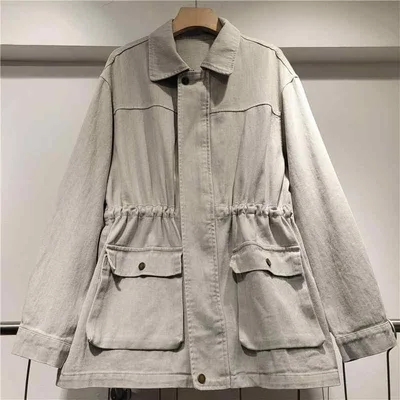 ジャケット レディース 春秋 デニムジャケット デニムアウター スプリングコート ショート丈コート ブルゾン ジャンパー トップス 羽織り カジュアル 上着 長袖 ミディアム丈 フード付き ダブルジップ 着痩せ 細見え 体系カバー 大きいサイズ ゆったり