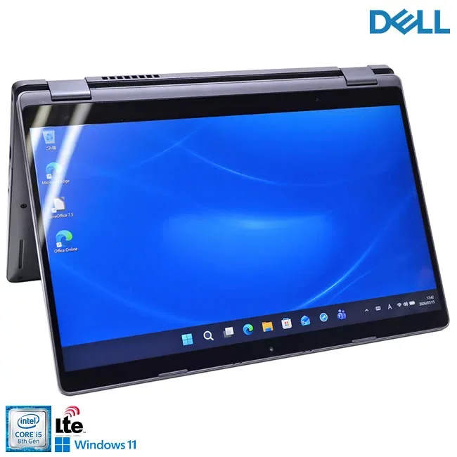 タッチパネル LTE DELL Latitude 5300 2-in-1 Core i5 8365U M.2SSD256G メモリ8G Wi-Fi Webカメラ USBType-C Windows11【中古】
