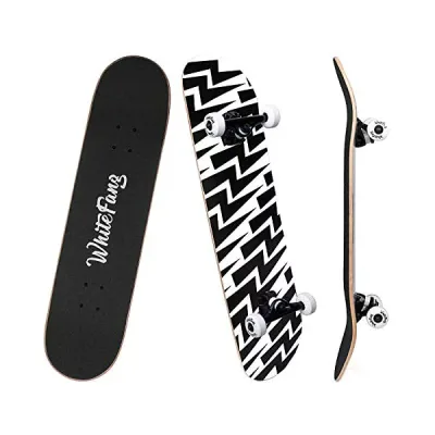 スケートボード スケボー コンプリート キッズ ユース 子供 練習 直輸入 海外モデル WhiteFang Skateboards for Beginners, Complete Skateboard 31 x 7.88, 7 Layer Canadian Maple Double Kick Concave Standard and Tricks Skateboards for Kids and Beginners