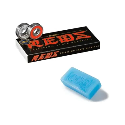 ボーンズ レッズ スケートボード ベアリング 8 パック ブルー CCS スケート ワックス付き Bones Reds Skateboard Bearings 8 Pack with Blue CCS Skate Wax
