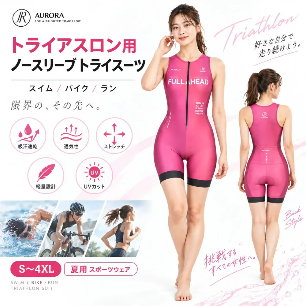 トライスーツ レディース トライアスロンウェア 女性用 半袖 ワンピース サイクルウェア サイクルジャージ ロードバイク 自転車 ランニング 吸汗速乾 通気性 ストレッチ パッド付き 大きいサイズ 夏用 スポーツウェア