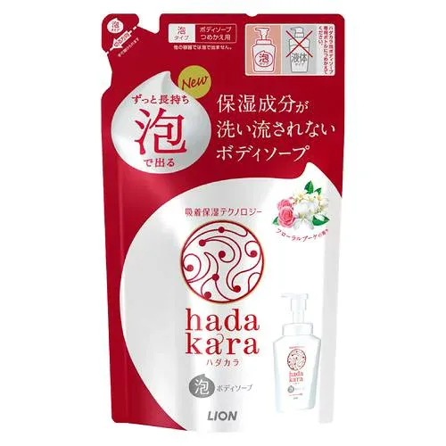 【ライオン】hadakara 泡で出てくるボディソープ フローラルブーケの香り つめかえ用 440mL 保湿 濃密泡 子供にも使える