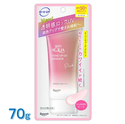 Rohto Pharmaceutical Skin Aqua Tone Up UV Essence Pink 70g Sunscreen UV Protection Transparency SPF50+/PA++++ Love at First Sight Pink Control Waterproof Heart-pounding Savon Fragrance