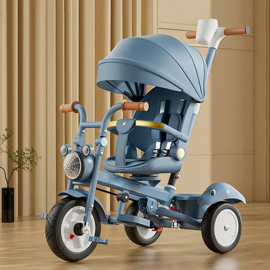 子供用三輪車 乗用玩具 三輪車 折りたたみ キッズバイク 手押し棒付き 日よけ付 1歳から5歳までの赤ちゃんへのギフト 簡単な取り扱い 安全設計 軽量 コンパクト プレゼント ギフト 屋外