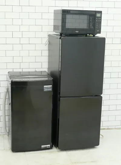 【中古】【地域限定配送・設置無料】一人暮らし応援 家電3点セット 150L、5.5kg/25年、24年、25年製/Haier、Haier、Haier製/(冷蔵庫、洗濯機、フラット型電子レンジ)中古家電3点セット