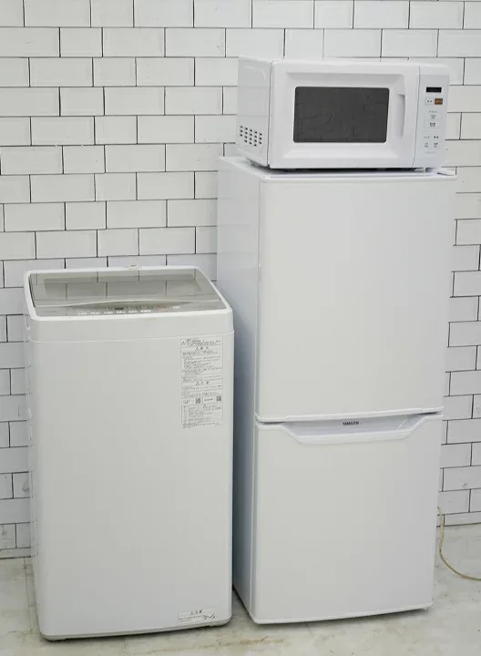 【中古】【地域限定配送・設置無料】一人暮らし応援 家電3点セット 106L、6kg/25年、24年、25年製/山善、アクア、山善製/(冷蔵庫、洗濯機、電子レンジ)中古家電3点セット