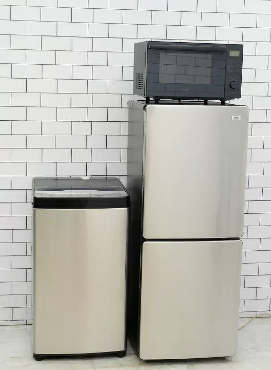 【中古】【地域限定配送・設置無料】一人暮らし応援 家電3点セット 148L、5.5kg/24年、25年、24年製/Haier、Haier、アイリスオーヤマ製/(冷蔵庫、洗濯機、オーブンレンジ)中古家電3点セット