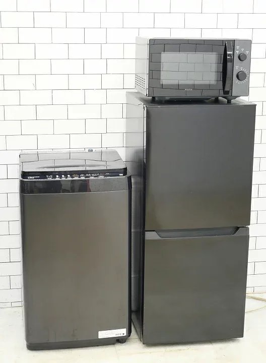 【中古】【地域限定配送・設置無料】一人暮らし応援 家電3点セット 121L、4.5kg/24年、24年、25年/ツインバード、Hisense、MAXZEN製/(冷蔵庫、洗濯機、フラット型電子レンジ)中古家電3点セット