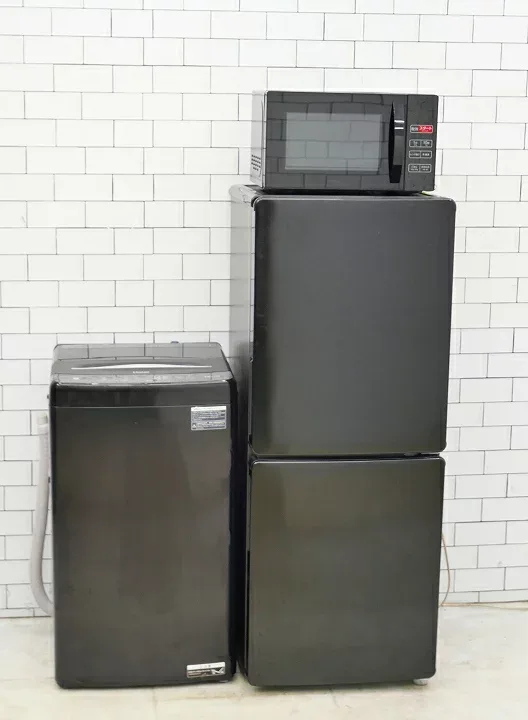 【中古】【地域限定配送・設置無料】一人暮らし応援 家電3点セット 150L、5.5kg/25年、24年、24年製/Haier、Haier、Haier製/(冷蔵庫、洗濯機、電子レンジ)中古家電3点セット