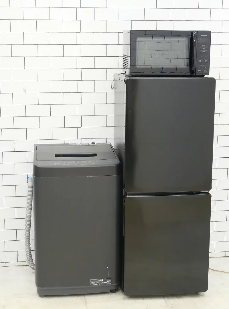 【中古】【地域限定配送・設置無料】一人暮らし応援 家電3点セット 150L、4.5kg/25年、24年、24年製/Haier、アイリスオーヤマ、アイリスオーヤマ製/(冷蔵庫、洗濯機、電子レンジ)中古家電3点セット