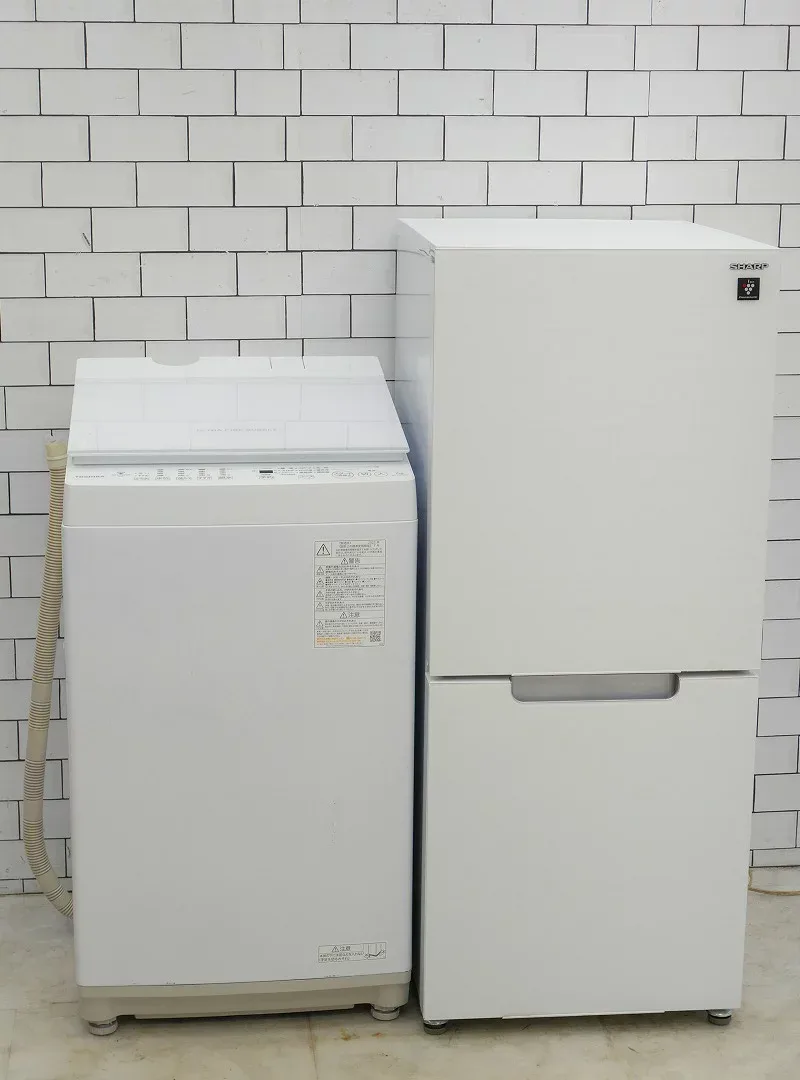 【中古】【地域限定配送・設置無料】152L、7kg◆21年、22年◆シャープ、東芝製◆(冷蔵庫、洗濯機)中古家電2点セット