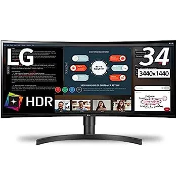 【中古】(非常に良い)LG モニター ディスプレイ 34WL75C-B 34インチ/曲面ウルトラワイド(3440×1440)/IPS 非光沢/HDR対応/HDMI×2,DisplayPort×1/高さ調節