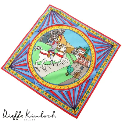 ディエッフェ キンロック Dieffe Kinloch / コットンポプリンプリントハンカチーフ「SICILY/KNIGHT」(スカイブルー基調)【ネコポス対応 / 12点まで同梱可】【ラッピング対応】/ メンズ レディース ギフト プレゼント バンダナ スカーフ