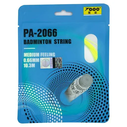 高反発0.66mmバドミントン ストリング10m 単張PA-2066バドミントン ガット、初級者、中級者のプレイヤーに のガット (蛍光イエロー10m)
