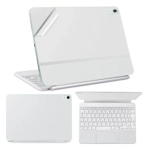 IMMOENUC 【2025年モデル対応】11インチ iPad Air M3 (A3266/A3267) 用 magic keyboard 互換シール 高耐久ビニール素材 気泡防止設計 3枚セット 事前カット済み キーボード保護カバー(ホワイト)