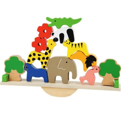 Shinse 積み木 バランスゲーム 動物 可愛い 木のおもちゃ ススタッキング 知育玩具 集中力 指先訓練 形状認識 早期開発 創造力 大人でも楽しめる 男の子 女の子 3 4 5 6歳 子供 (動物園)