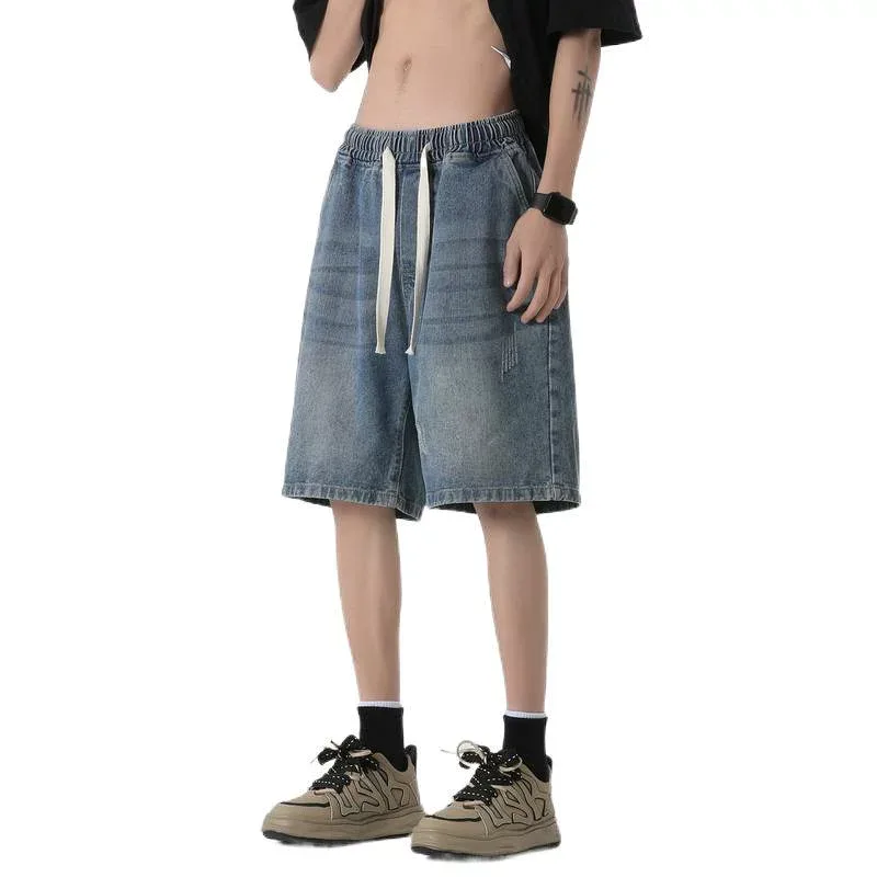ショートパンツ ハーフパンツ メンズ デニム 短パン ジーンズ ジーパン ボトムス 夏 カジュアル ストリート ルーズ ゆったり 体型カバー ワイド 無地 ウォッシュ加工 お出かけ 旅行 レジャー 20代 ヴィンテージ風