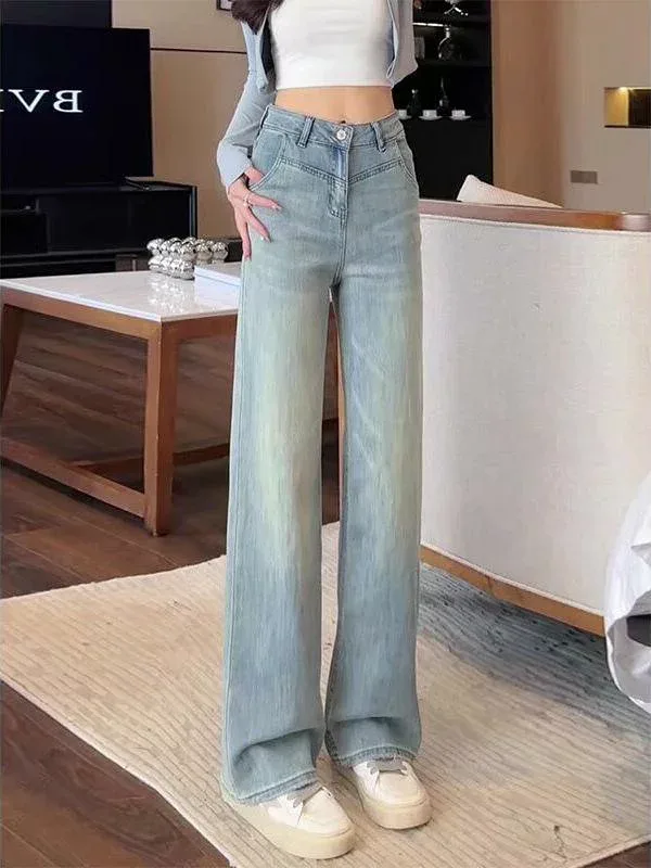 デニムパンツ レディース 骨格ウェーブ 春物 小さめサイズ ぽっちゃり 体型カバー ワイドパンツ ジーンズ ジーパン 青 ハイウエスト ストレート ボトムス ズボン カジュアル 通勤 20代 30代 40代