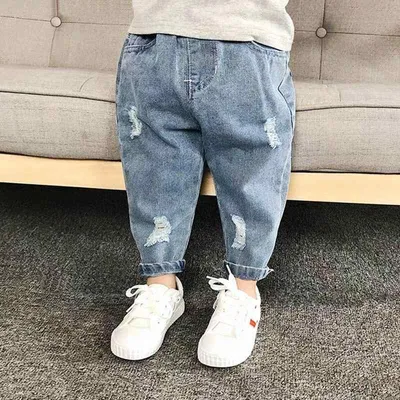 子供 ジーンズ 男の子 女の子 キッズ パンツ デニム ボトムス ロングパンツ ジーパン 長パンツ ダメージ加工 ウエストゴム カジュアル ゆったり おしゃれ 1歳 2歳 3歳 4歳 5歳 6歳 7歳 8歳 春 秋