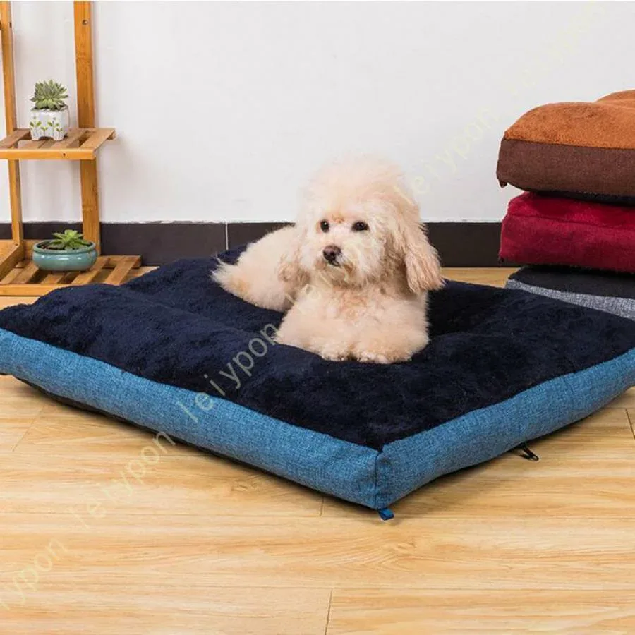 ペットマット 滑り止め 洗える 犬 ベッド 猫 ベッド ジッパー付き カバー外し可能ペットベッド 犬 ケージ用犬 スクエアベッド クッション 保温防寒 寒さ対策老人の日