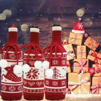クリスマス 飾り サントレード ワインボトルカバー セーター 雪だるま サンタクロース トナカイ 家庭用 コーヒー屋 ホテル レストランなど 個性 かわいい老人の日