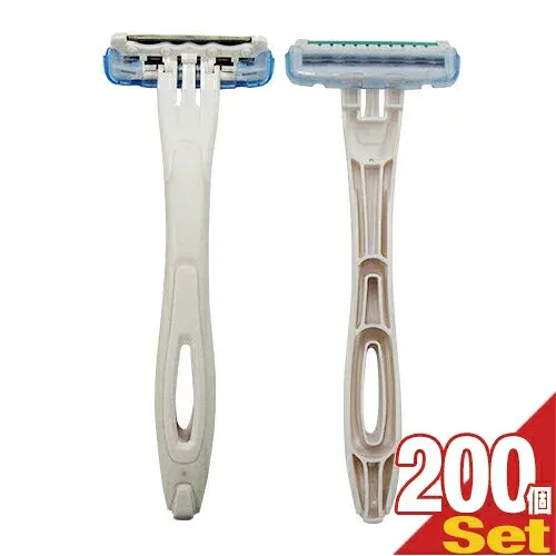 【ホテルアメニティ】【個包装タイプ】【貝印】業務用 使い捨てカミソリ3枚刃 (スムーサー付) x 200個【最強翌日配送】【宅配便】