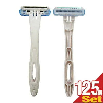 【ホテルアメニティ】【個包装タイプ】【貝印】業務用 使い捨てカミソリ3枚刃 (スムーサー付) x 125個(ケース売り)【宅配便】