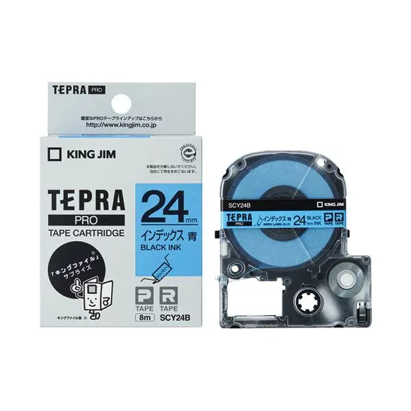 (まとめ) キングジム テプラPROテープ SCY24B 青に黒文字 24mm【×10セット】