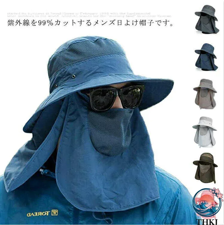 【全品5%ポイント】日よけ帽子 つば広帽子 メンズ フルカバー フェイスカバー付き ガーデンハット UVカット 農作業 紫外線対策 ガーデニング 通気性抜群 あご紐 虫除け メッシュ アウトドア 夏 取り外し可能 男女兼用