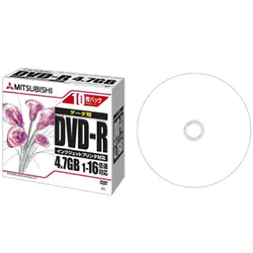 Verbatim DHR47JPP10 DVD-R 4.7GB PCデータ用 1-16倍速 1枚5mmケース(透明)10P IJ対応(ホワイト)