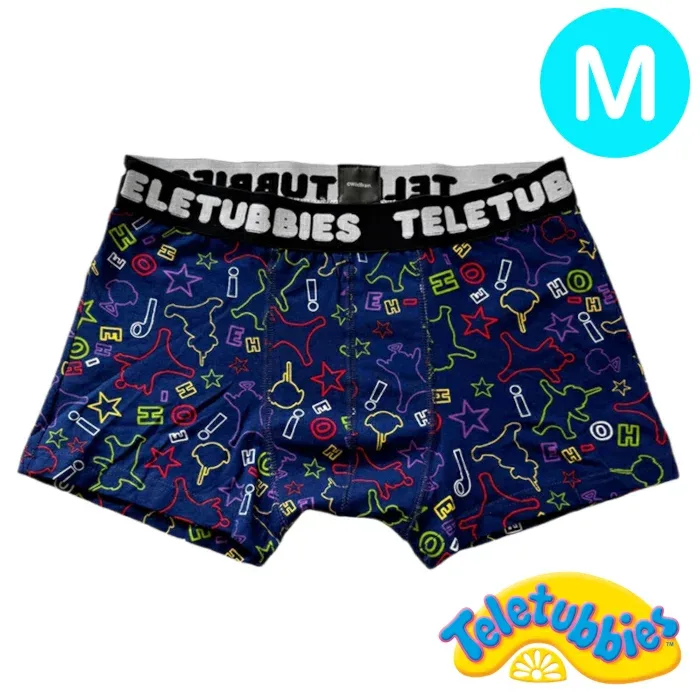 【パンツ3枚購入メール便送料無料】テレタビーズ シルエット M ボクサーパンツ ブラック 下着 ギフト ユニセックス メンズ ローライズ 綿混 綿 前閉じ