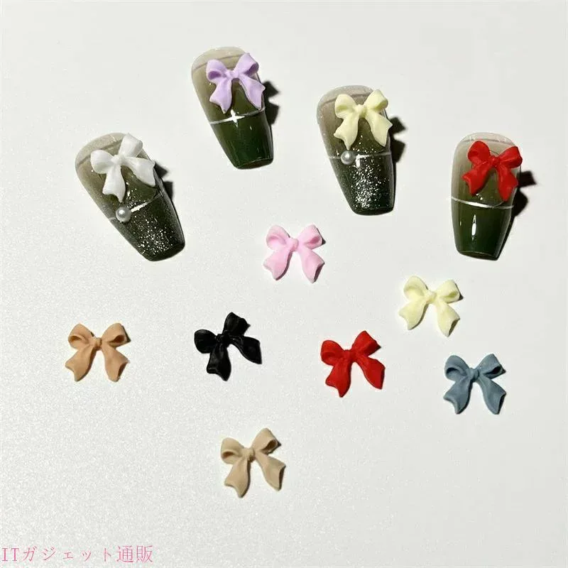 期間限定5%OFFクーポン ネイルパーツ ネイルパーツ リボン 100 pcs セット 10 colors 立体 蝶結び ハンドメイド ネイルアート ジュエリーパーツ デコパーツ レジン