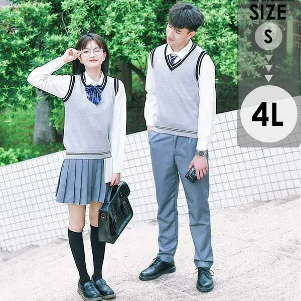 学生服 入学式 卒業式 スーツ 女の子 男の子 長袖 ズボン スカート ニットベスト 上下セット 制服 男子 女子 フォーマル スクール服 お受験 発表会 小学生 中学生 高校生 通園 通学 S M L 2L 3L 4L グレー