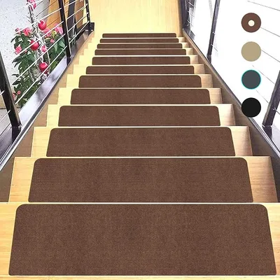 階段マット 滑り止め 階段用 ステップマット 階段マット 69×22cm 階段 マット階段クッション 階段カーペット滑り止め 防音吸着式 洗える 吸着式 階段用 滑り止めマット 吸水性15枚入