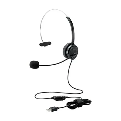 ELECOM Headset USB Overhead Wired Single Ear 30mm Driver Black HS-HP29UBK