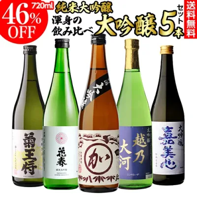 日本酒 飲み比べ 純米大吟醸入 大吟醸 720ml 5本 ギフト セット 46%OFF 4合瓶 四合瓶 清酒 ギフト 贈答用 飲み比べ 辛口 甘口 冷酒 大吟醸酒お中元 長S