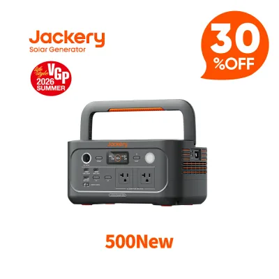 【クーポン利用で41,860円 8/24 20:00から】Jackery ポータブル電源 500 New 512Wh リン酸鉄 長寿命 定格500W コンパクト 軽量 急速充電 家庭用 アウトドア用 防災 車中泊 UPS機能 純正弦波 ジャクリ