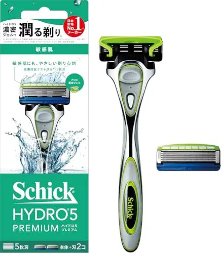 Schick(シック) ハイドロ5プレミアム 敏感肌用 5枚刃 ホルダー(刃付き+替刃1コ入) スキンガード付 シルバー 男性用 髭剃り カミソ