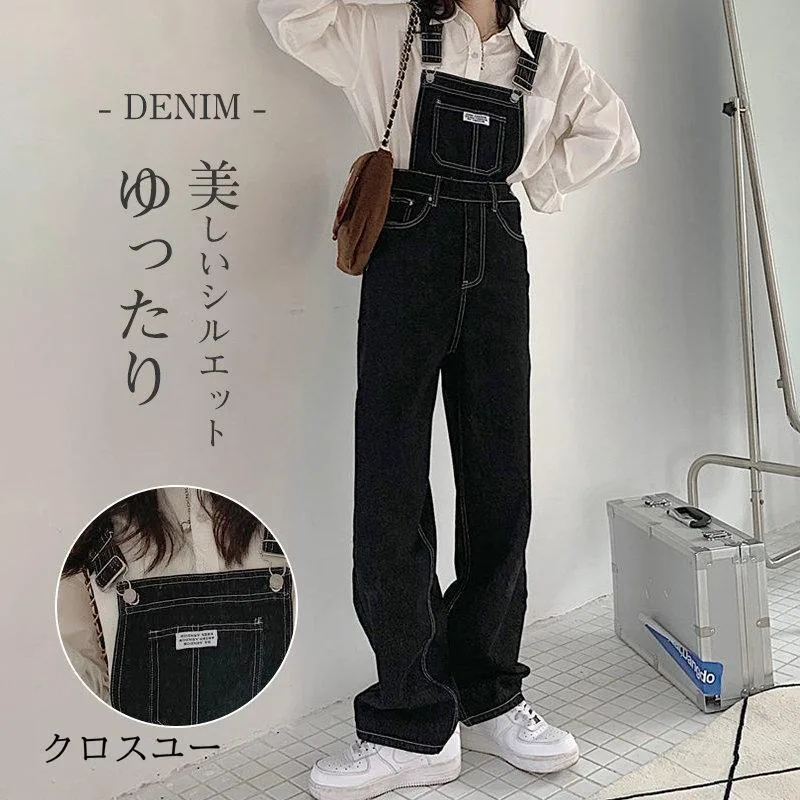 サロペット デニム オーバーオール レディース ダメージオーバーオール ジーンズ パンツ 小柄 春 夏 秋 20代 30代 40代 おしゃれ