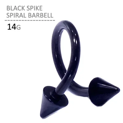 ブラックスパイクスパイラル 14G ボディピアス ヘリックス 軟骨ピアス