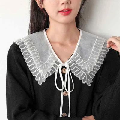つけ襟 レディース ショール ケープ レース シフォン 春夏 透け感 花柄 フリル トップス ホワイト ブラック おしゃれ かわいい 普段使い 結婚式 パーティー フェミニン 華やか エレガン
