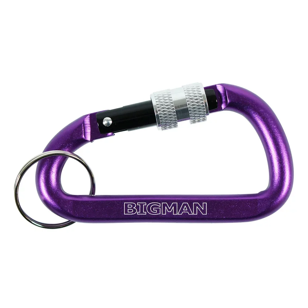 BIGMAN(ビッグマン) CARABINER 43×80×8mm オフセットD型 Oリング・ロック機構付 パープル #059548