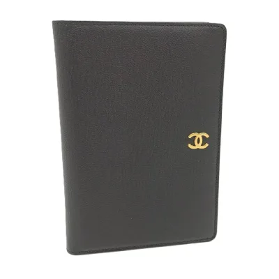 【中古】CHANEL 二つ折り財布 コンパクトウォレット レザー ブラック