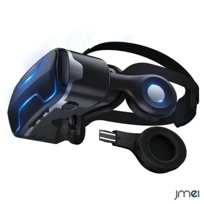 VRゴーグル スマホ用 ヘッドホン一体型 着脱式ヘッドホン 3D没入体験 DMM 360度動画対応 軽量設計 非球面光学レンズ ピント調節 iPhone Android対応 日本語説明書付き VRヘッドセット 3Dグラス 動画視聴 ゲーム スマートフォン用 画面保護 眼精疲労低減