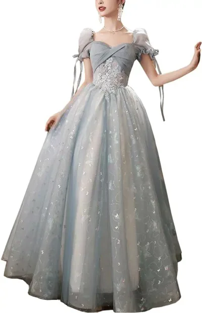 レディース ドレス パーティードレス ロングドレス イブニングドレス チュールワンピース フォーマル エレガント お姫様 披露宴 二次会 発表会 演奏会 卒業式 パーティー
