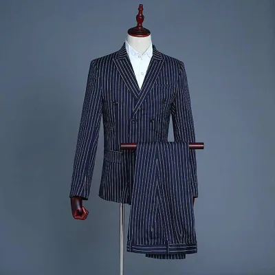 ステージ衣装 メンズ スーツ 男性用 ステージジャケット ベスト パンツ 上下3点セット ストライプ柄 紳士服 舞台衣装 忘年会 新年会 発表会 ダンス衣装 舞台 ステージウェア 結婚式 パーティ 司会 カラオケ衣装 コスプレ衣装 記念撮影 ハロウィン イベント